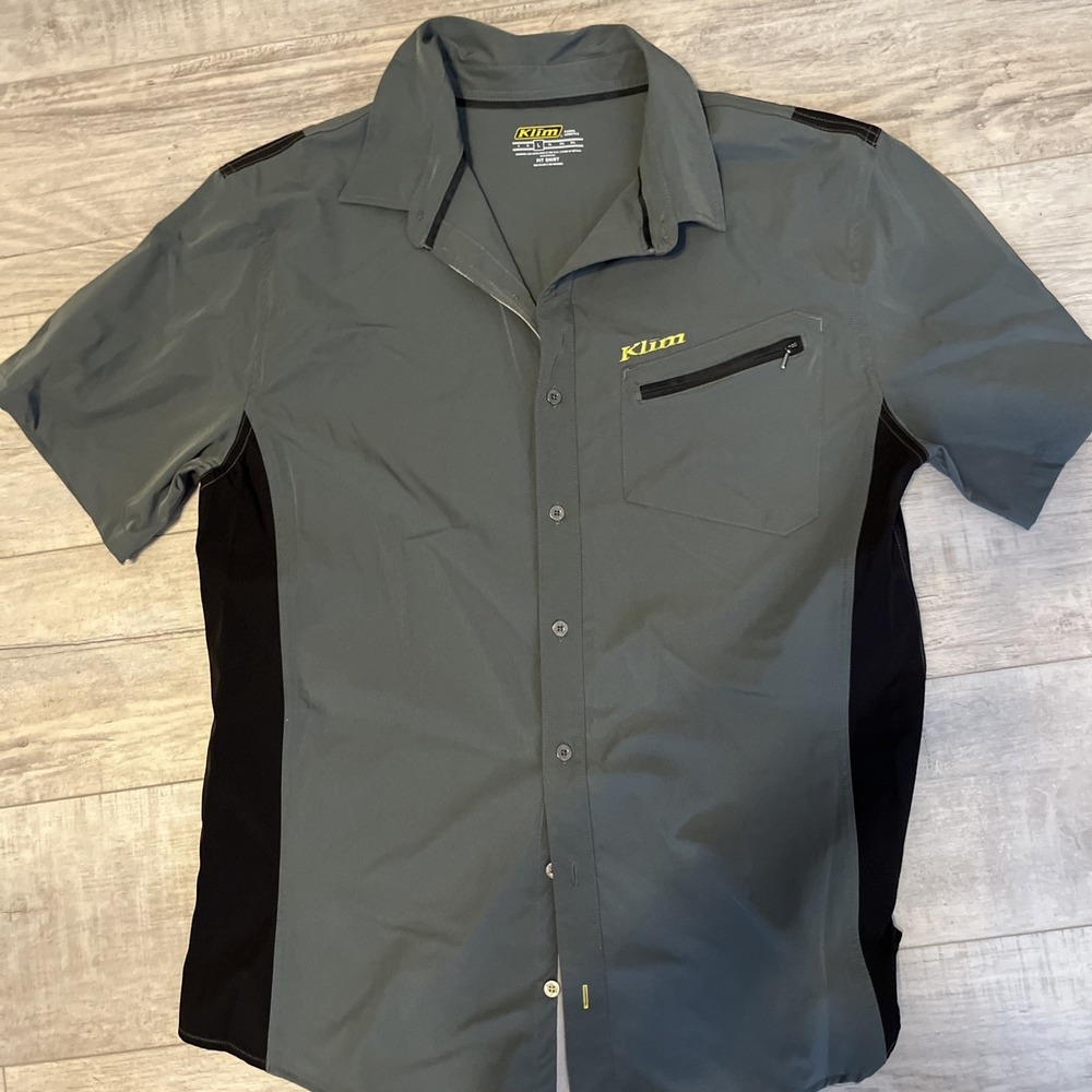 Klim Shirt Mens Large Gray Pit Button Up Mechanic Breathable Lightweight Casual